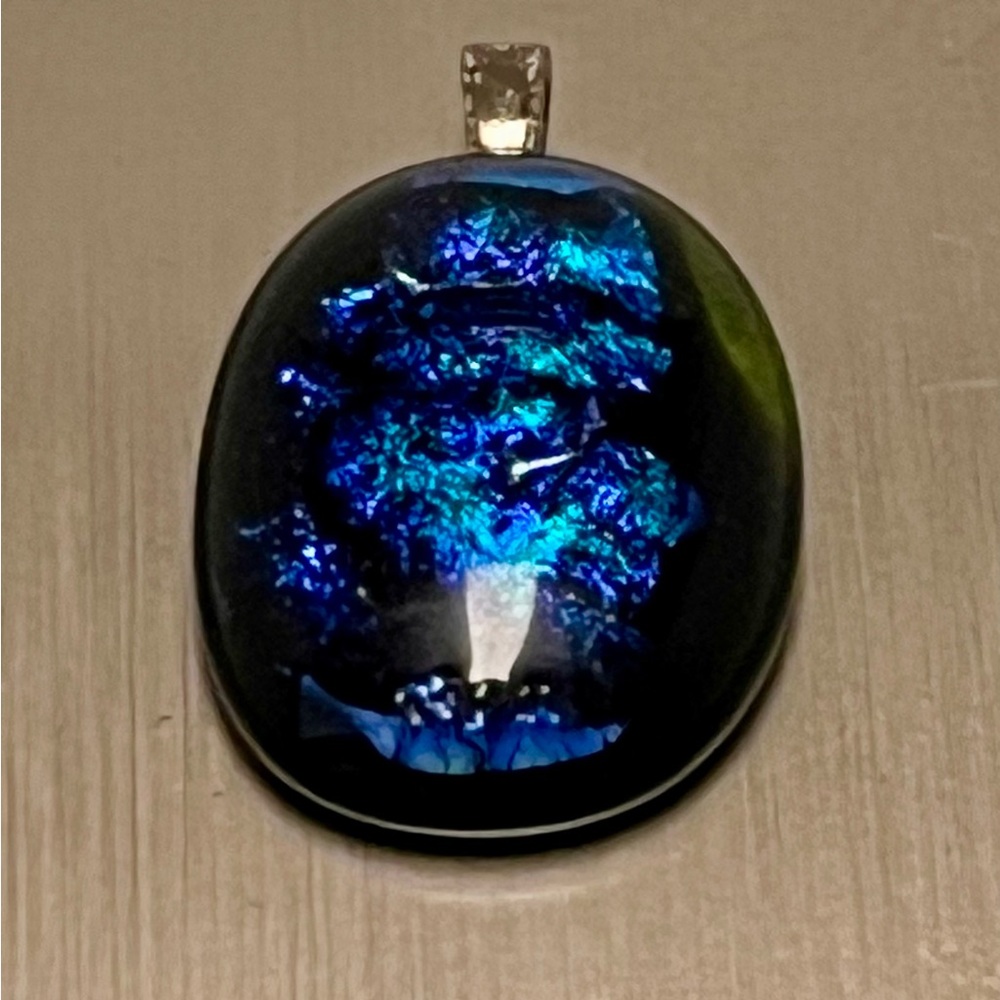 Dichroic Glass Pendant Sparkly Blue, Purple, Black
